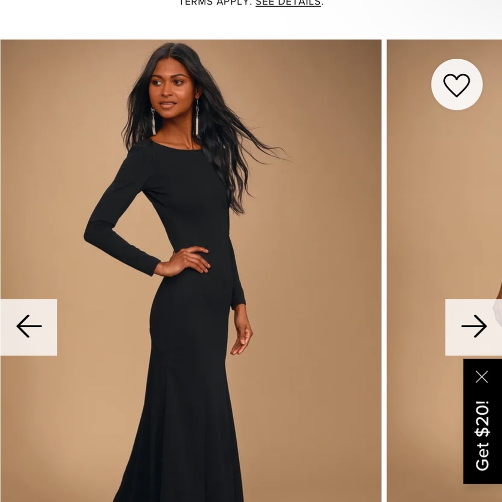 Lulu’s form fitting elegant black formal dress gown sz small SOLD OUT - Picture 3 of 5
